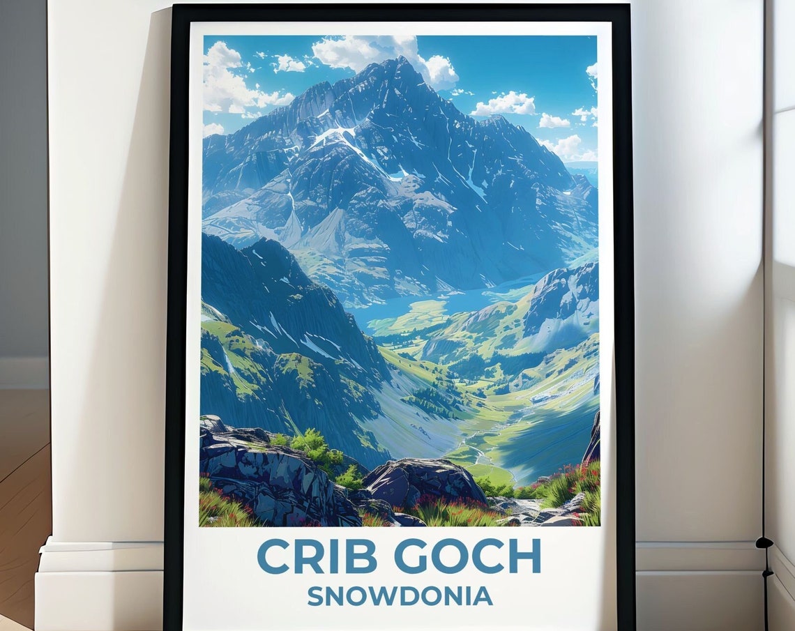 Crib Goch Snowdonia Wales Mountain Ridge Scenic Travel Poster