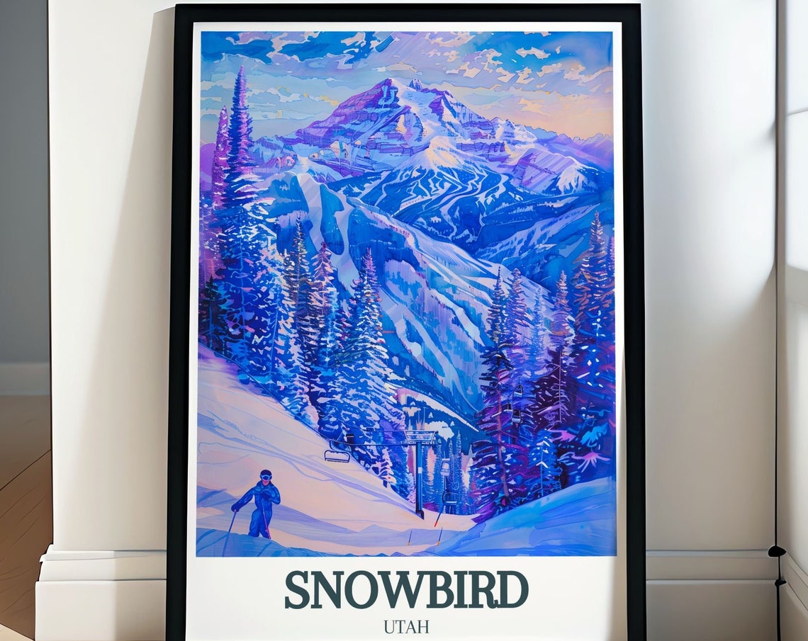 Snowbird Travel Poster Travel Prints Of Little Cottonwood Canyon Mineral Basin Snowbird Wall Art And Ski Resort Decor