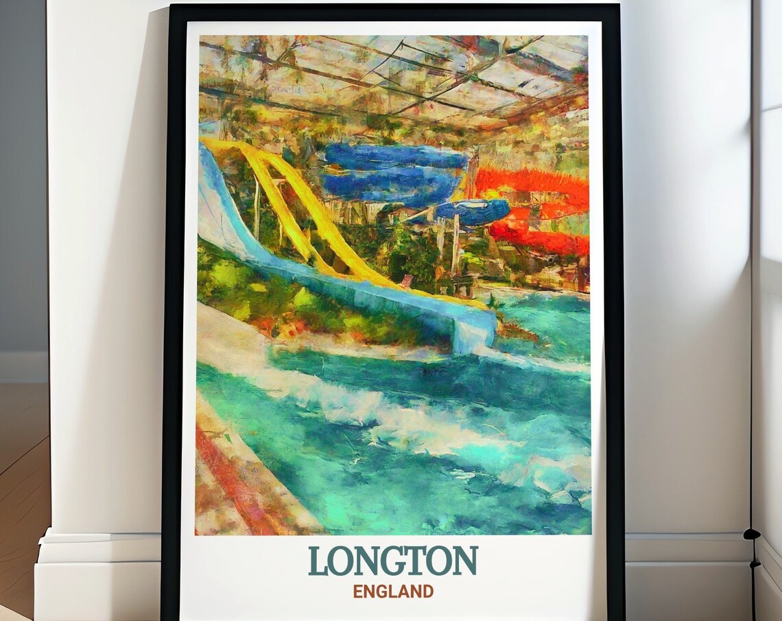 Longton Waterworld Waterpark Slides England Fun Day Travel Poster