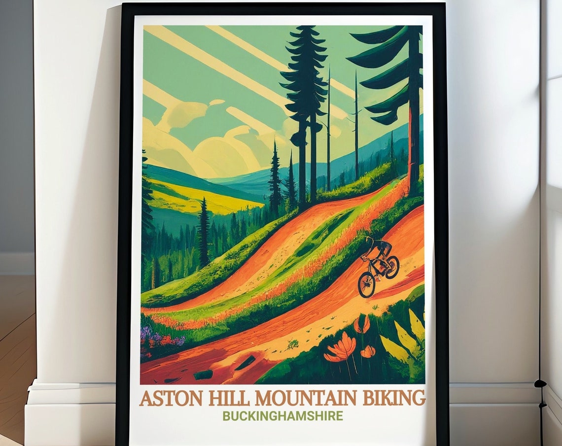 Aston Hill Mountain Biking Downhill Pine Forest Trail Poster