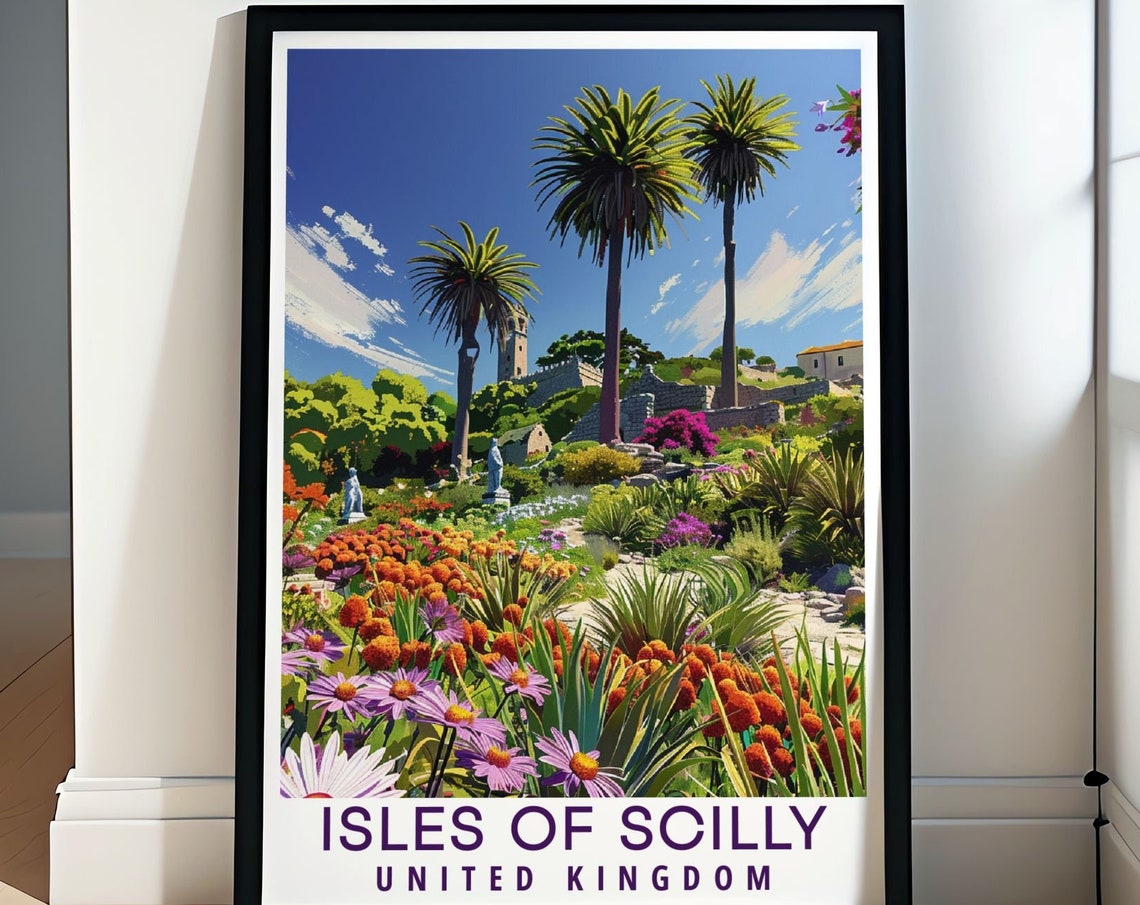 Isles Of Scilly Travel Print Tresco Abbey Garden Poster Stunning Uk Wall Art Botanical Isles Of Scilly Views Scenic Uk Wall Decor