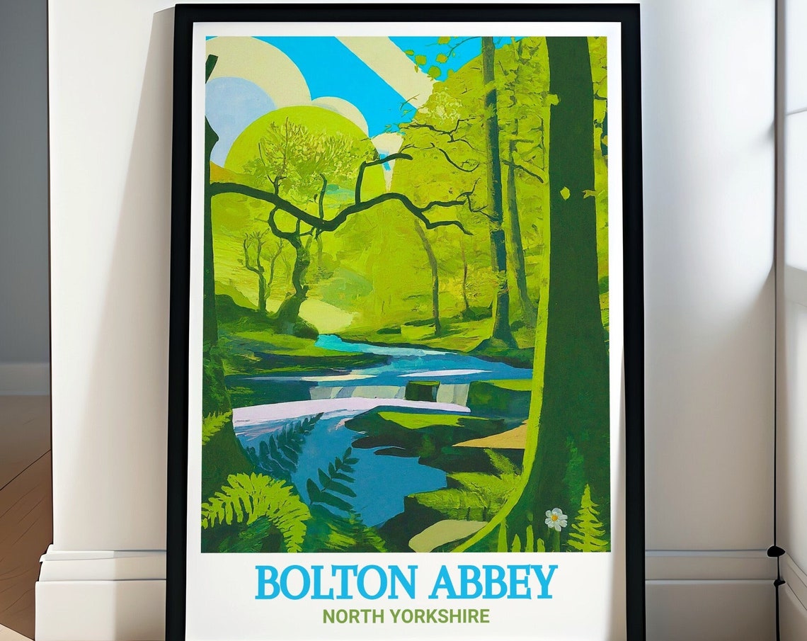 Bolton Abbey Poster Bolton Priory Ruins Decor Bolton Abbey Art Print Bolton Priory Ruins Art Bolton Abbey Poster