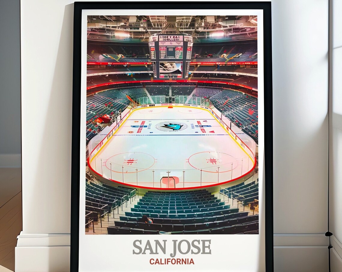 San Jose California SAP Center Hockey Arena Interior Travel Poster
