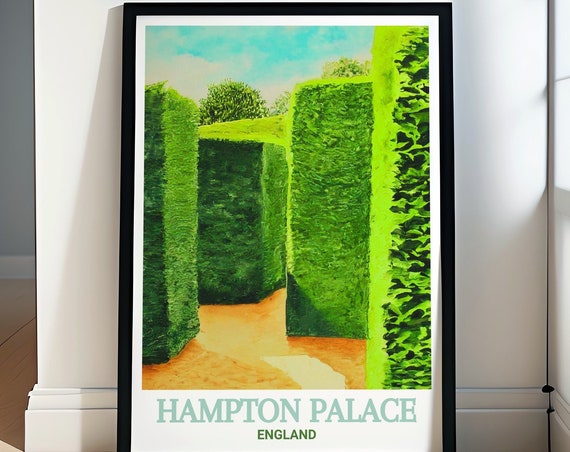 Hampton Palace Wall Art The Maze Travel Poster The Maze Print The Maze Decor Hampton Palace Wall Art Hampton Palace Decor