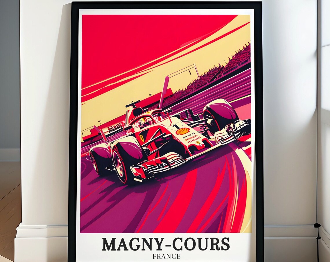 Magny-Cours France Formula 1 Race Car Track Retro Sports Poster