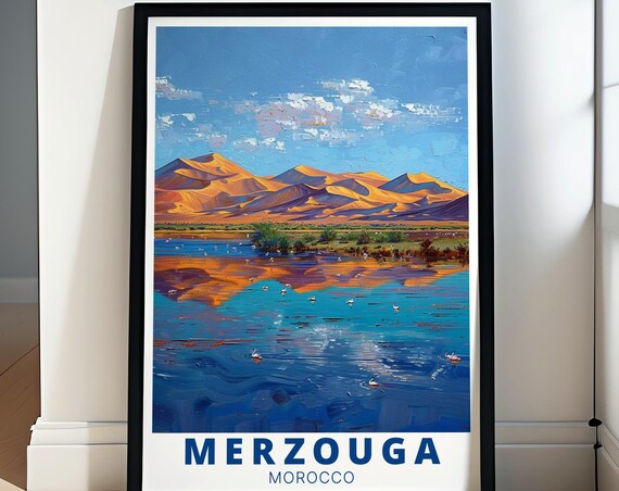 Merzouga Travel Print Dayet Srji Lake Artwork Merzouga Art Merzouga Travel Poster Morocco Living Room Decor