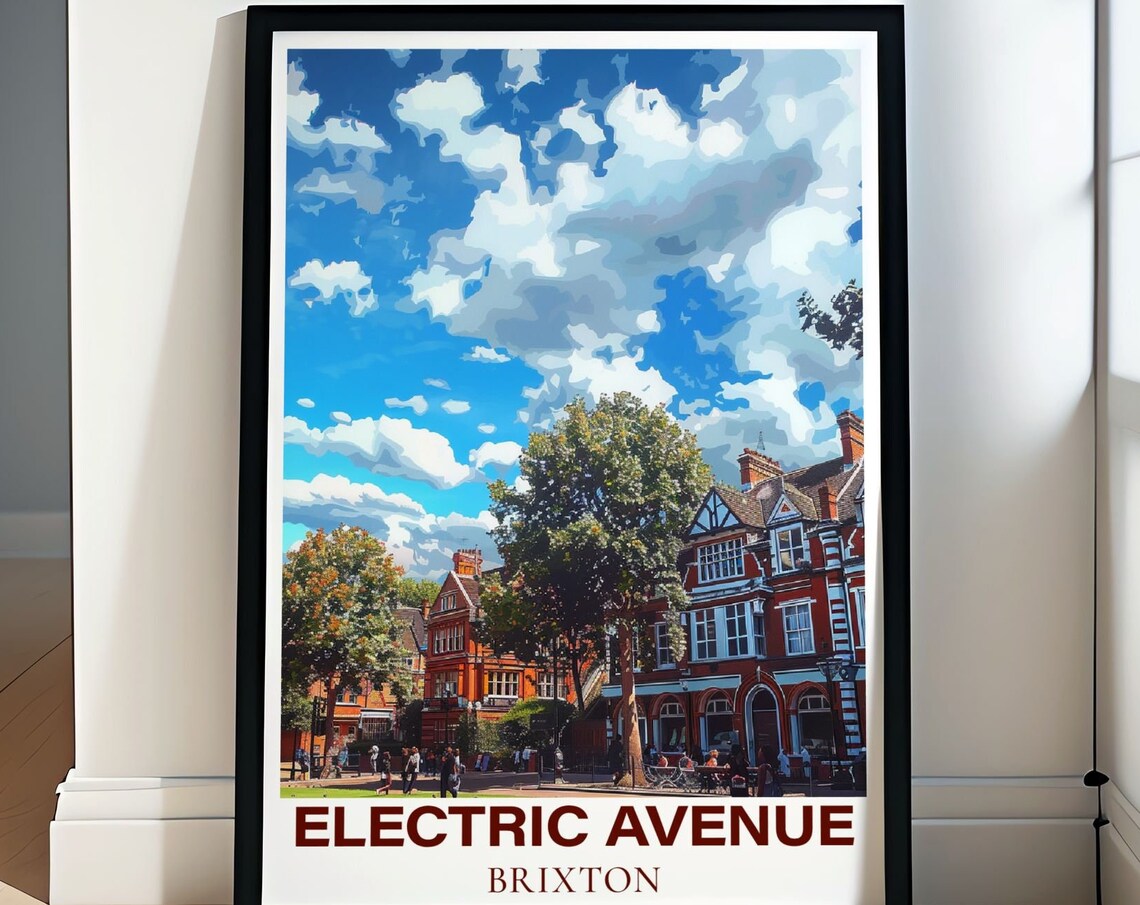 Electric Avenue Brixton London Street Scene Retro Travel Poster