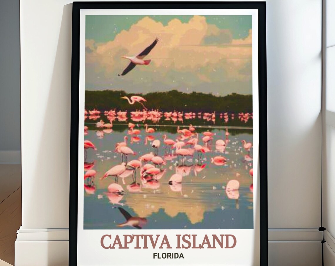 Captiva Island Florida Flamingos Wildlife Refuge Water Poster
