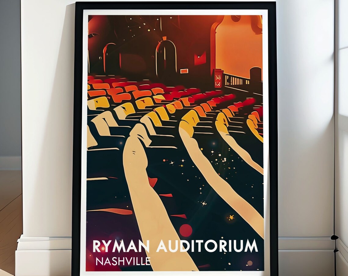 Ryman Auditorium Warm Wooden Pews Nashville Music Venue Poster