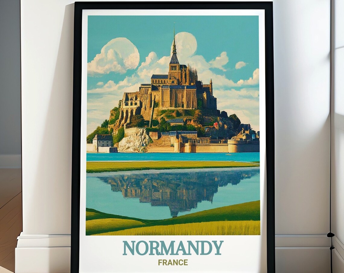 Normandy France Mont Saint-Michel Abbey Reflection Island Poster