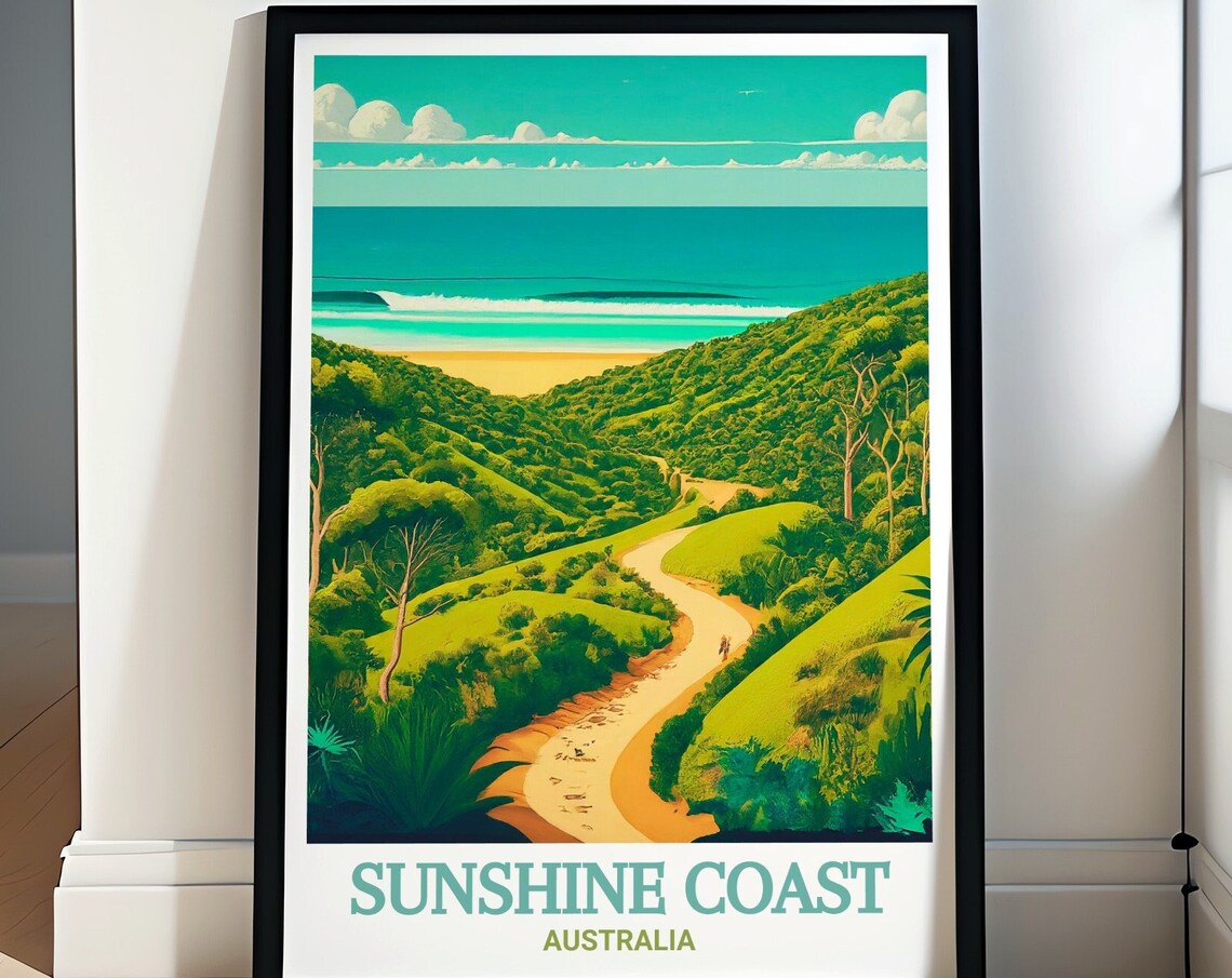 Sunshine Coast Australia Noosa National Park Beach Travel Poster