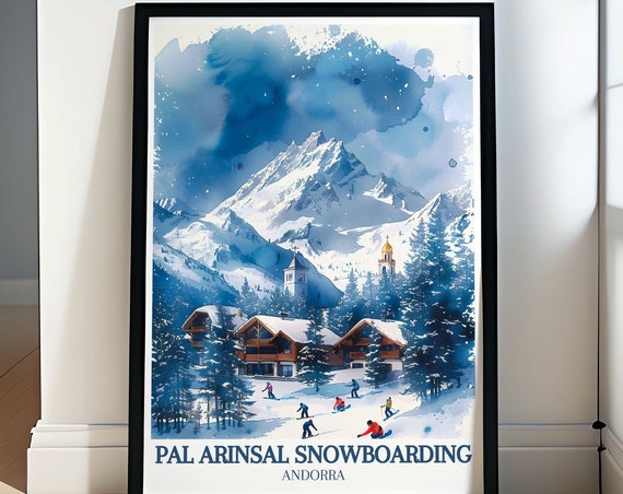 Pal Arinsal Wall Art Sant Andreu Church Art Allnord Ski Area Print Andorra Travel Posters Pal Arinsal Decor