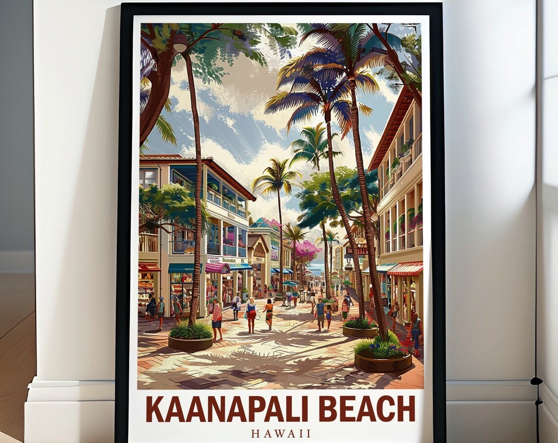 Kaanapali Beach Hawaii Whalers Village Palm Street Scene Poster