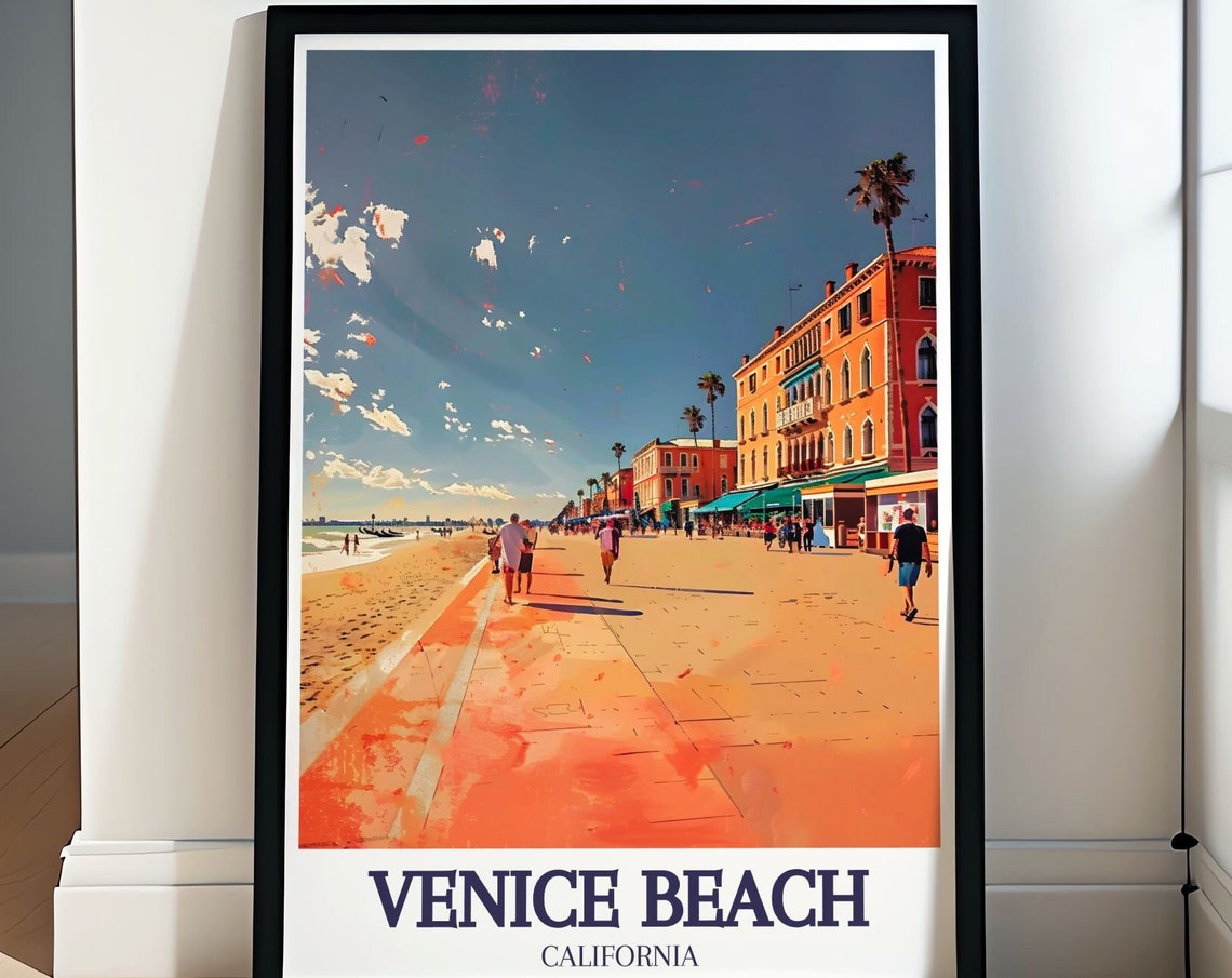 Venice Beach California Oceanfront Promenade Sunset Scene Poster