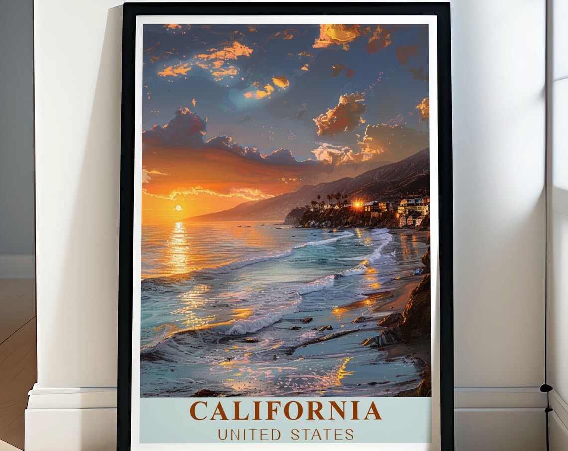 California City Print Malibu Art Print Malibu Travel Print Southern California Poster