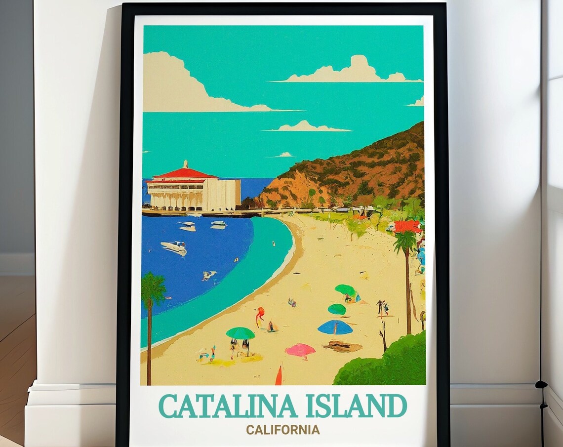 Descanso Beach Club Catalina Island California Retro Travel Poster