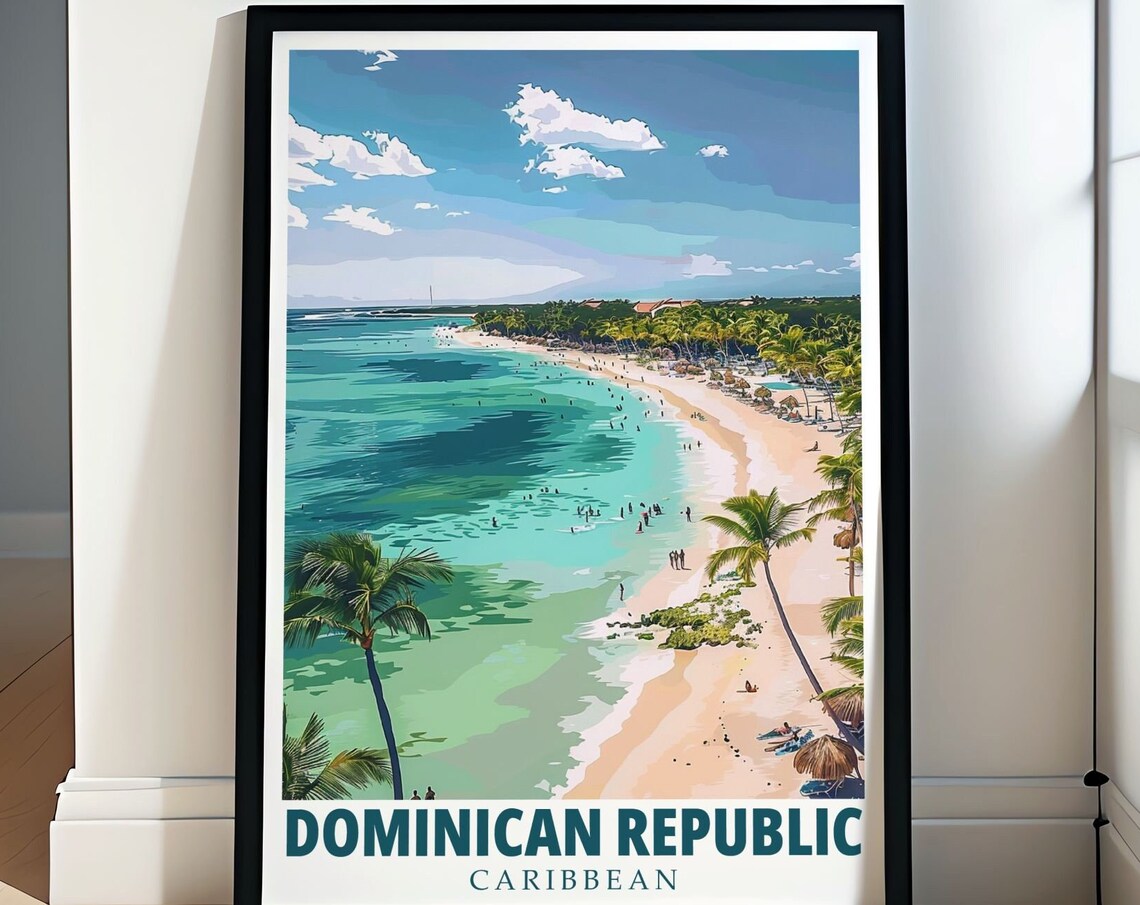 Dominican Republic Punta Cana Aerial Beach Palms Coast Poster