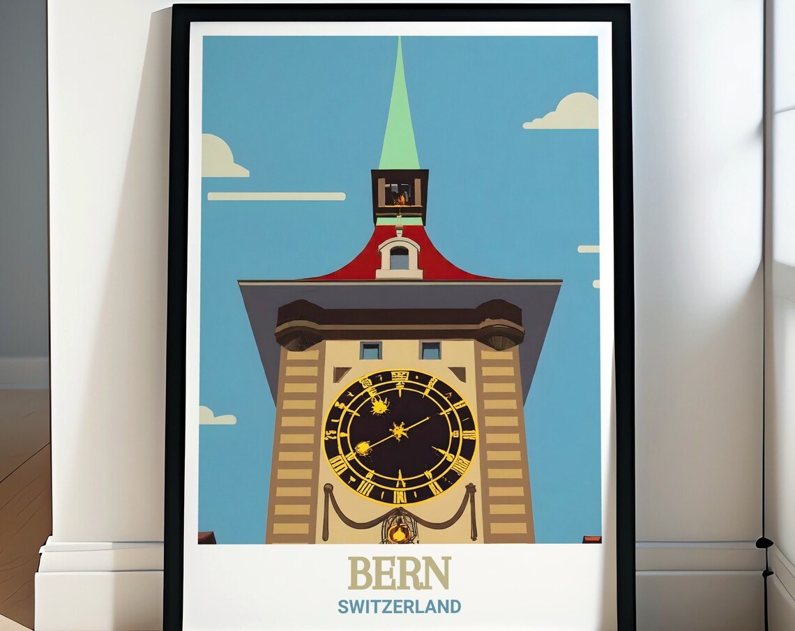 Bern Zytglogge Clock Tower Poster Switzerland Travel City Decor