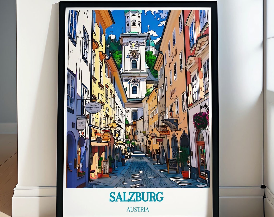 Salzburg Old Town Travel Prints Salzburgs Old Town Map Poster Salzburg Old Town Art Prints For The Modern Home