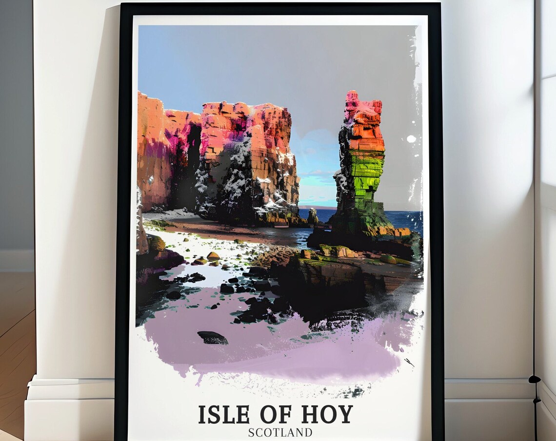 Isle of Hoy Scotland Old Man of Hoy Pop Art Color Travel Poster