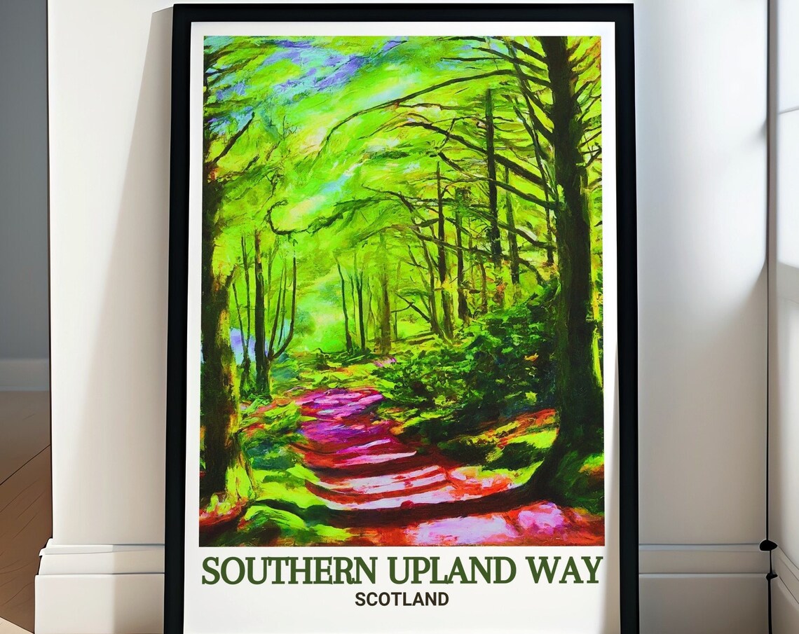 Southern Upland Way Scotland Sunlit Woodland Forest Path Poster