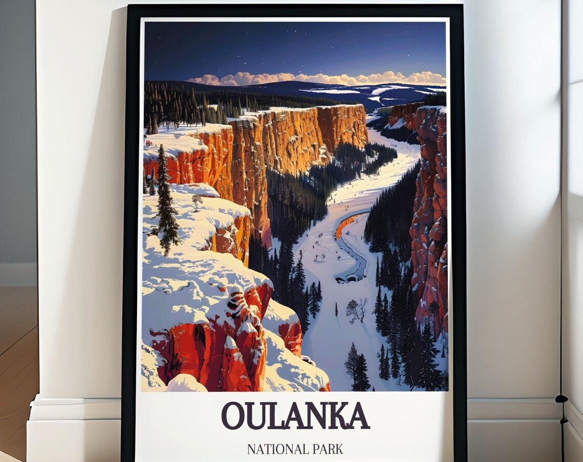 Oulanka National Park Finland Snowy Winter Canyon Dusk Poster