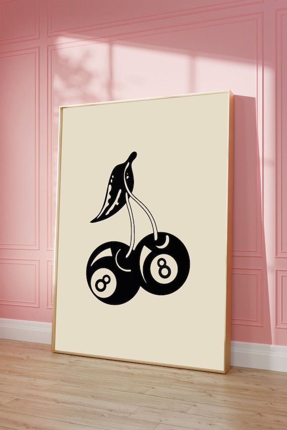8 Ball Cherries Retro Kitchen Art Print