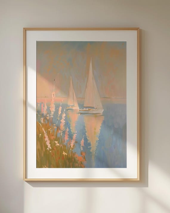Autumn Sailboats Fall Nautical Art Print