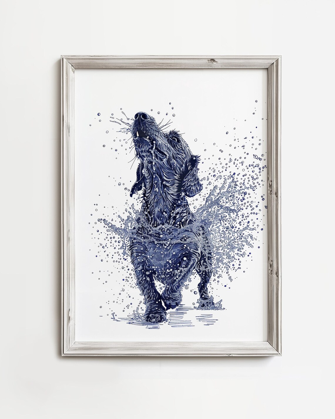 Dachshund Shaking Wet Coastal Dogs Art Print