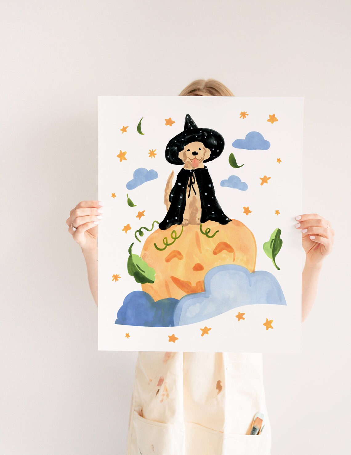 Witch Dog Halloween Illustration Art Print - Image 2