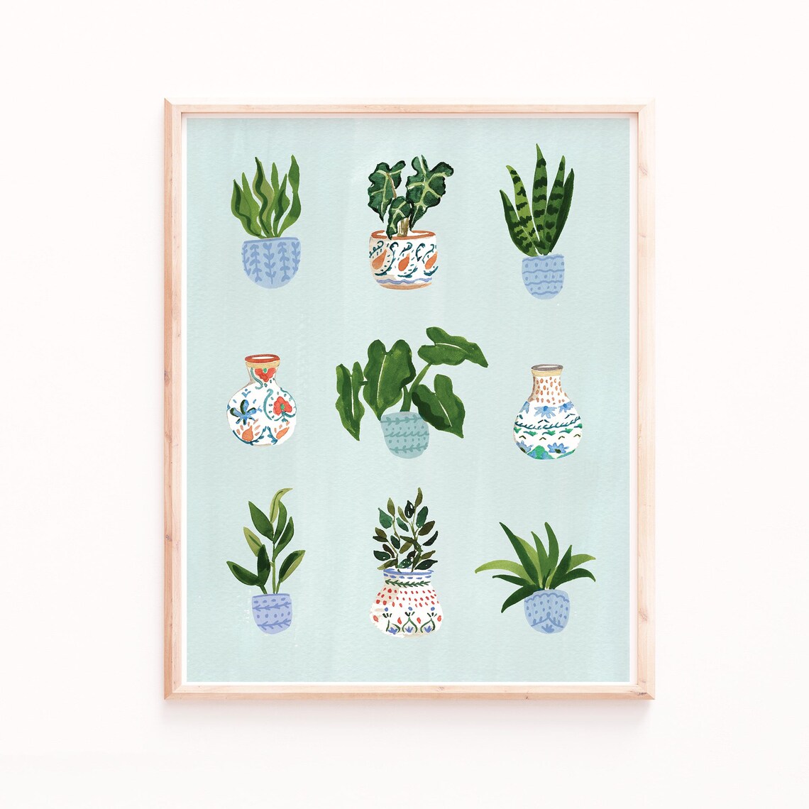 Watercolor Plants Art Print, Lush Botanical Decor