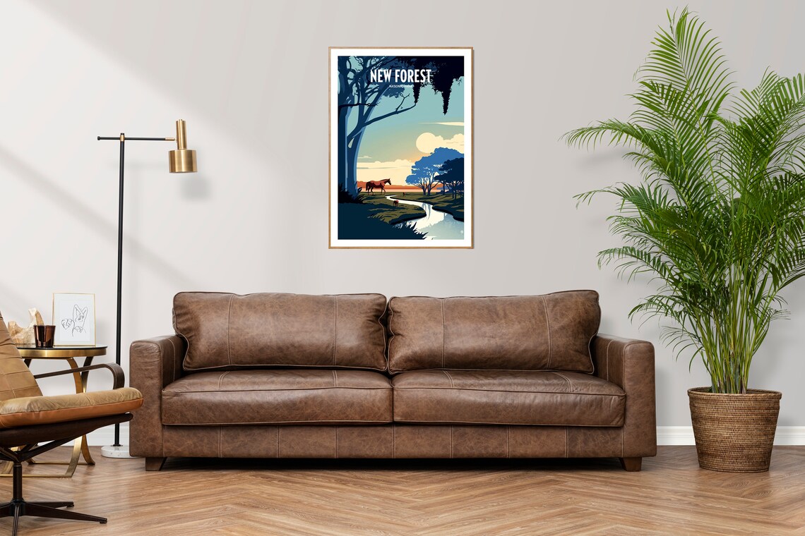 New Forest National Park Sunset Horses Vintage Travel Poster - Image 2