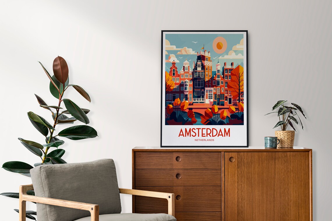 Amsterdam Travel Print, Netherlands Landscape Art - Image 4