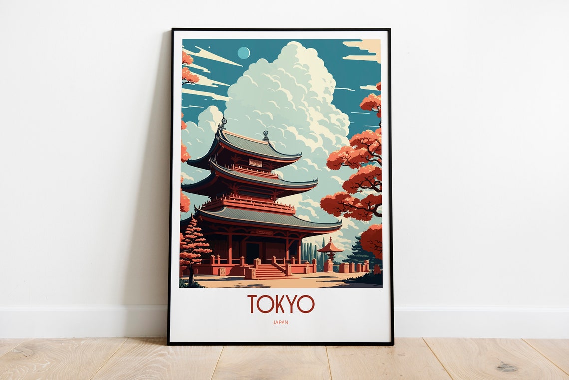 Tokyo Japan Travel Print Iceland Travel Art Japanese Temple Travel Print Tokyo Japan Landmark Print Tokyo Japan Travel Poster