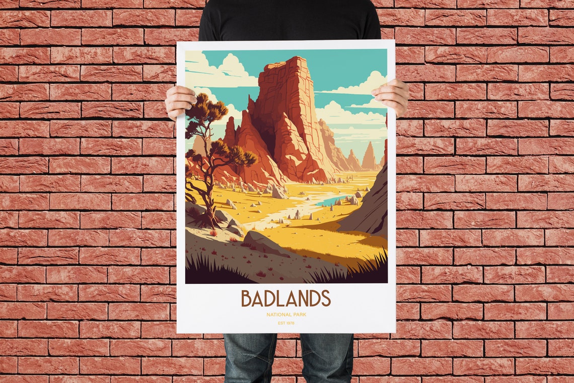 Badlands National Park Travel Print National Park Travel Art Badlands Travel Print Usa National Park Badlands Travel Poster - Image 3