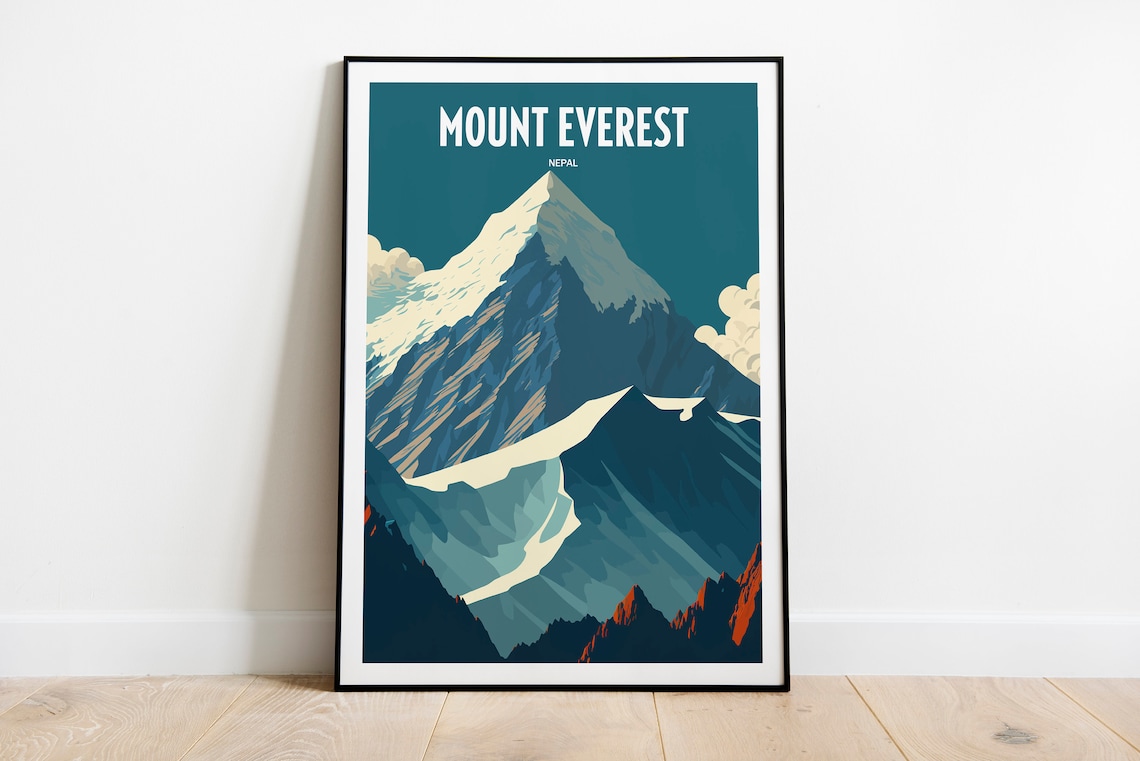 Mount Everest Nepal Vintage Travel Poster