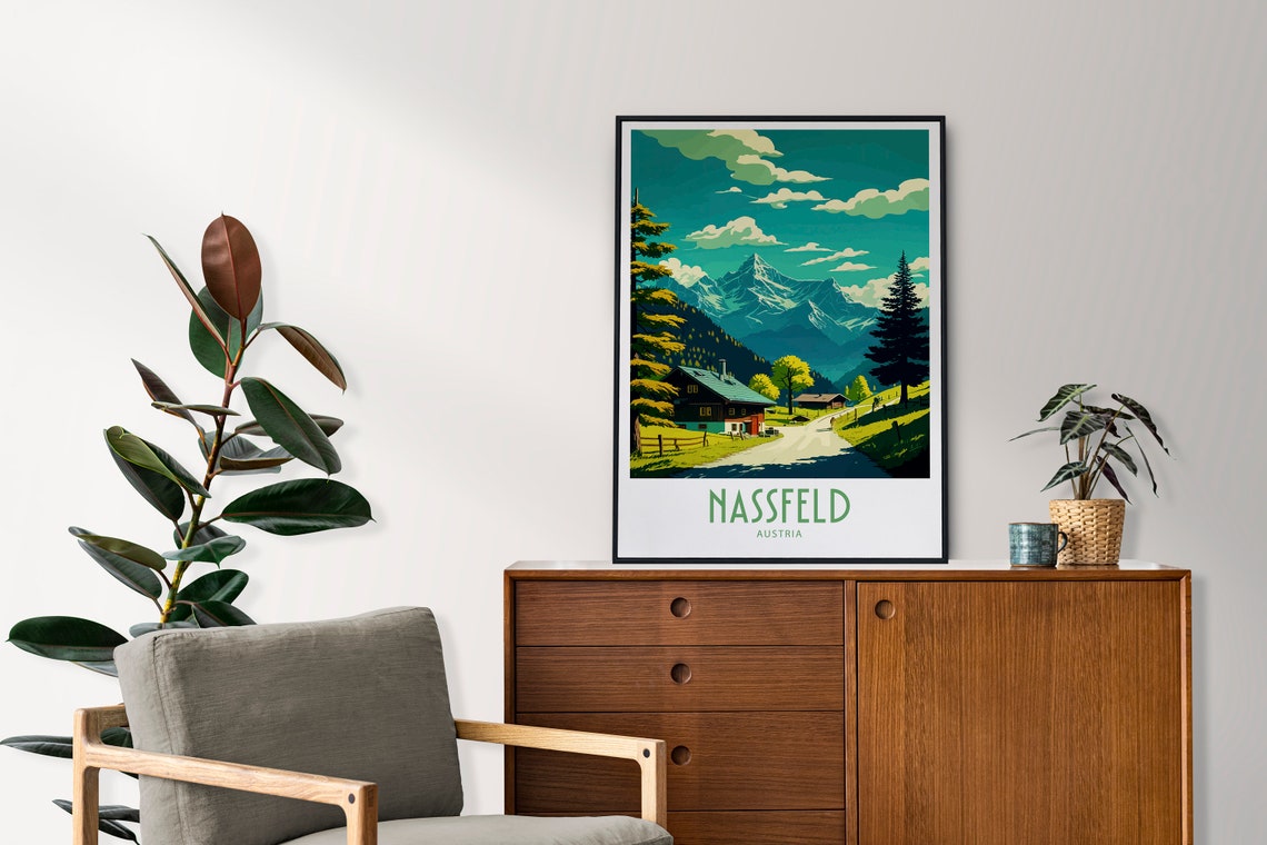 Nassfeld Austria Alpine Chalet Mountain Road Vintage Travel Poster - Image 4