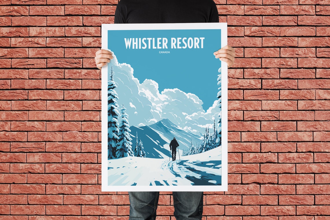 Whistler Resort Travel Print Skiing Resort Travel Art Skiing Travel Print Skiing Mountain Peak Skiing Travel Poster - Image 2