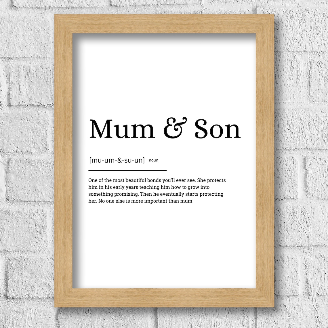 Mum Son Definition Art Print, Typography Quote - Image 3