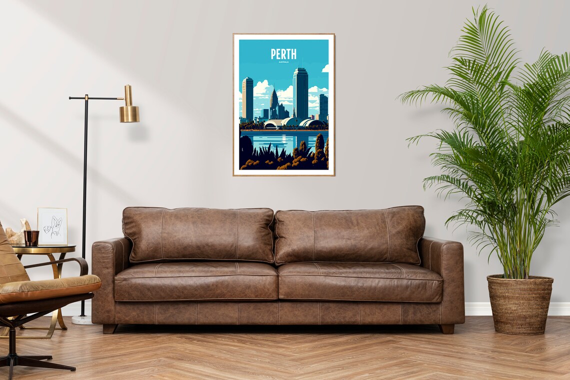 Perth Australia City Skyline Riverside Daytime Vintage Travel Poster - Image 4