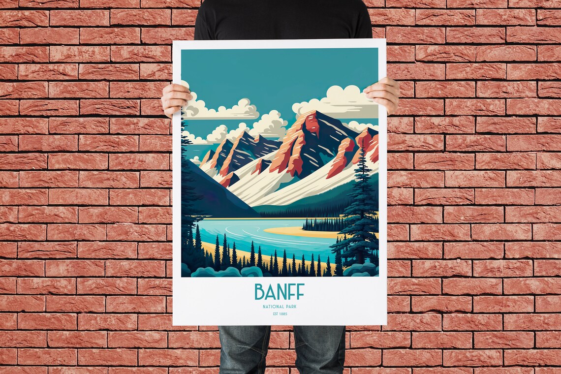 Banff National Park Canada Travel Poster with Mountains and Lake - Image 4