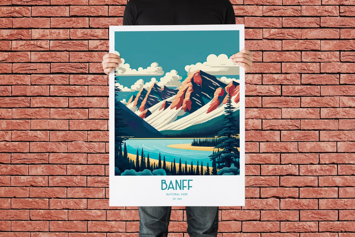 Banff National Park Travel Print National Park Travel Art Banff Travel Print Usa National Park Banff Lake Mountain Travel Poster - Image 4