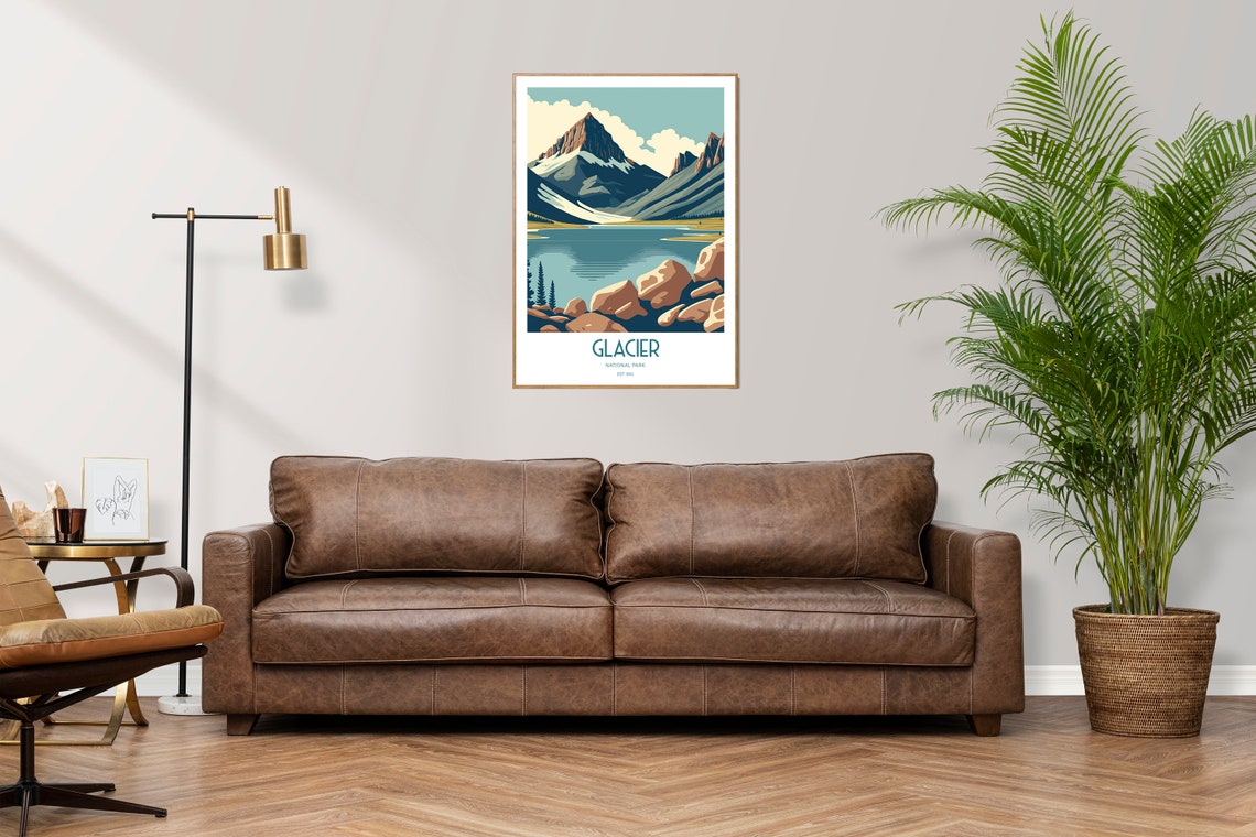 Glacier National Park Travel Print National Park Travel Art Glacier Travel Print Usa National Park Glacier Travel Poster - Image 3