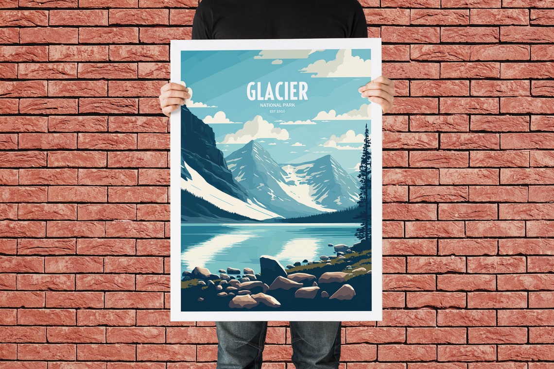 Glacier National Park Travel Print National Park Travel Art Glacier Travel Print Usa National Park Glacier Travel Poster - Image 4