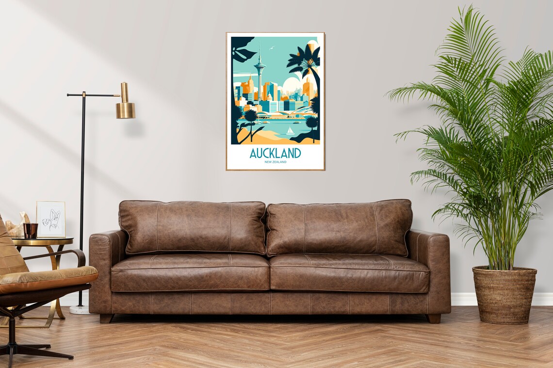 Auckland New Zealand Travel Poster, Landscape Art - Image 4