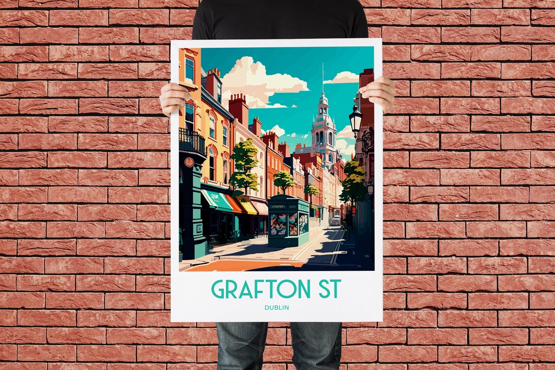 Grafton Street Dublin Georgian Shopping Street Vintage Travel Poster - Image 2