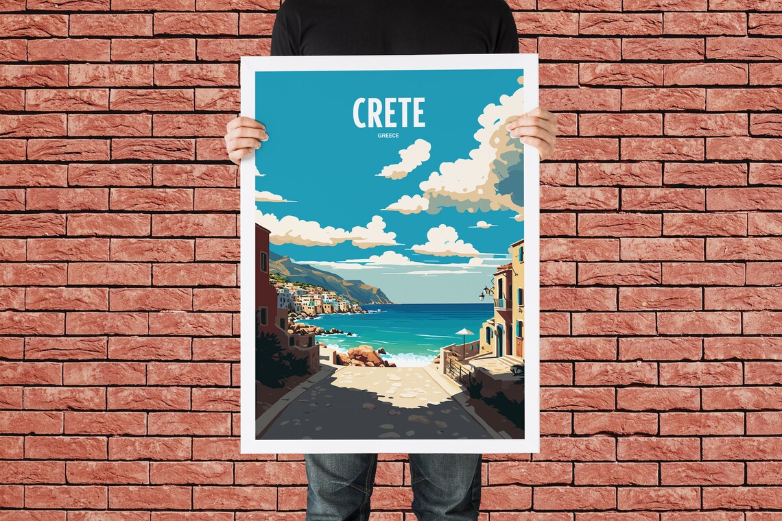 Crete Island Greece Turquoise Coast Town Vintage Travel Poster - Image 4