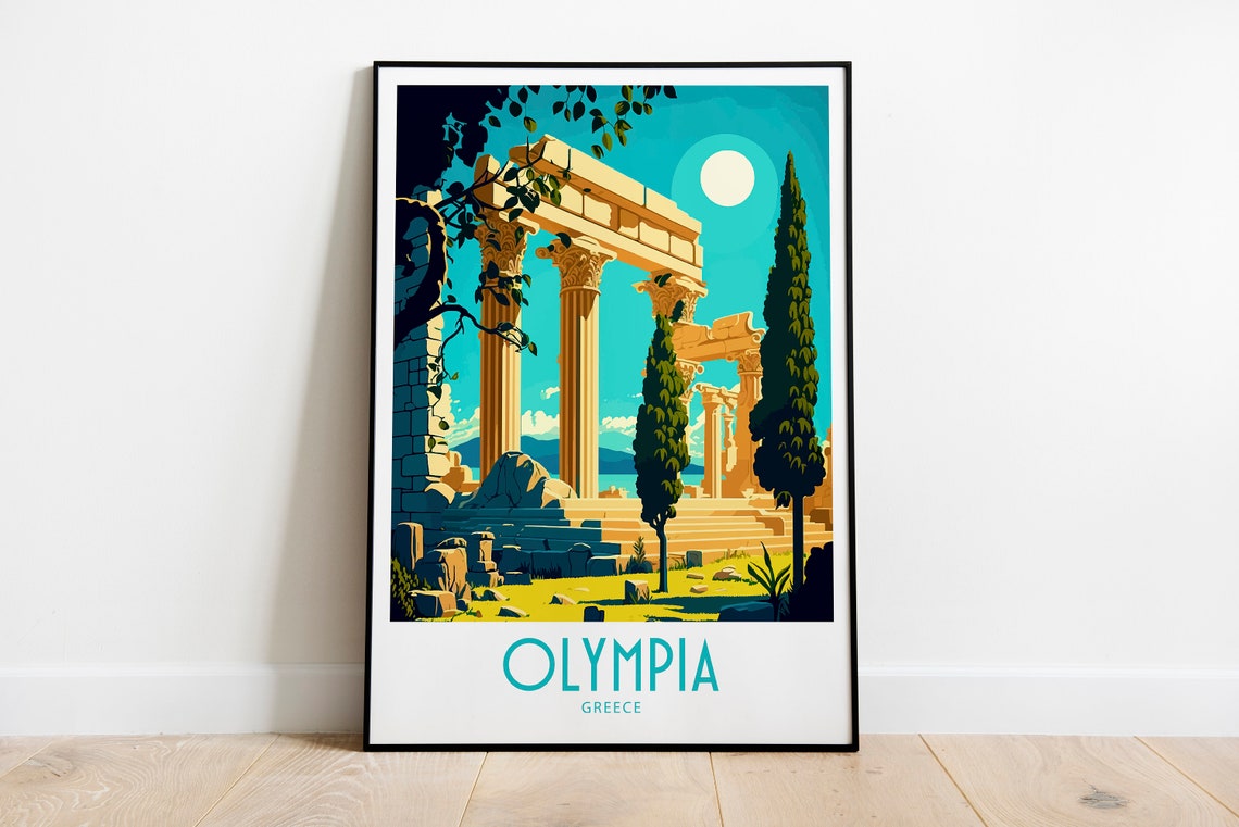Olympia Greece Travel Poster with Ancient Temple Ruins and Columns - Image 6