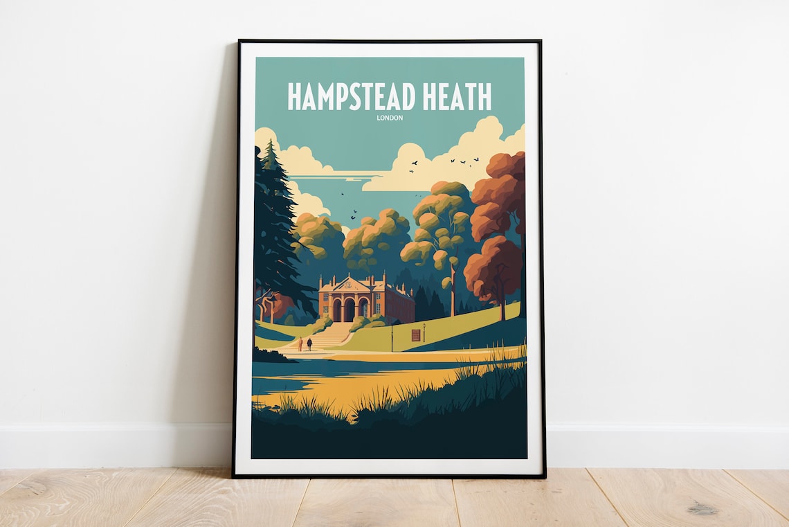 Hampstead Heath London Vintage Park Illustration Poster Decor