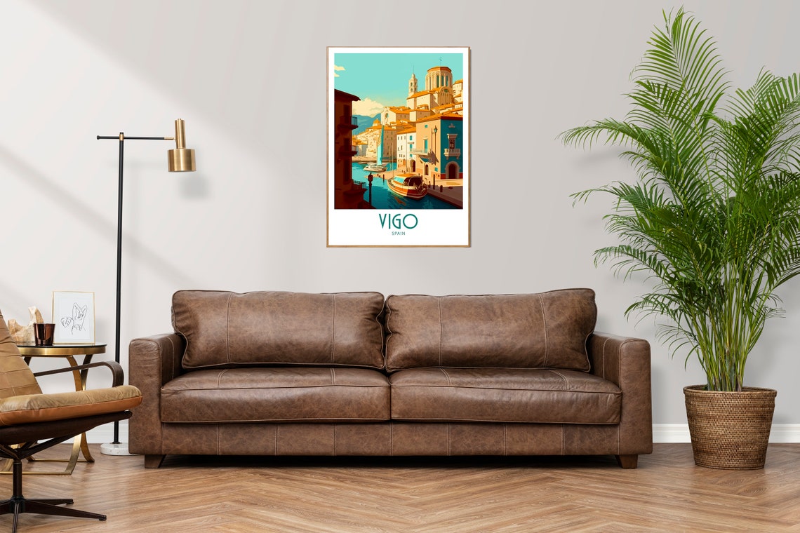 Vigo Spain Historic Harbor Waterfront Cathedral Travel Poster - Image 2